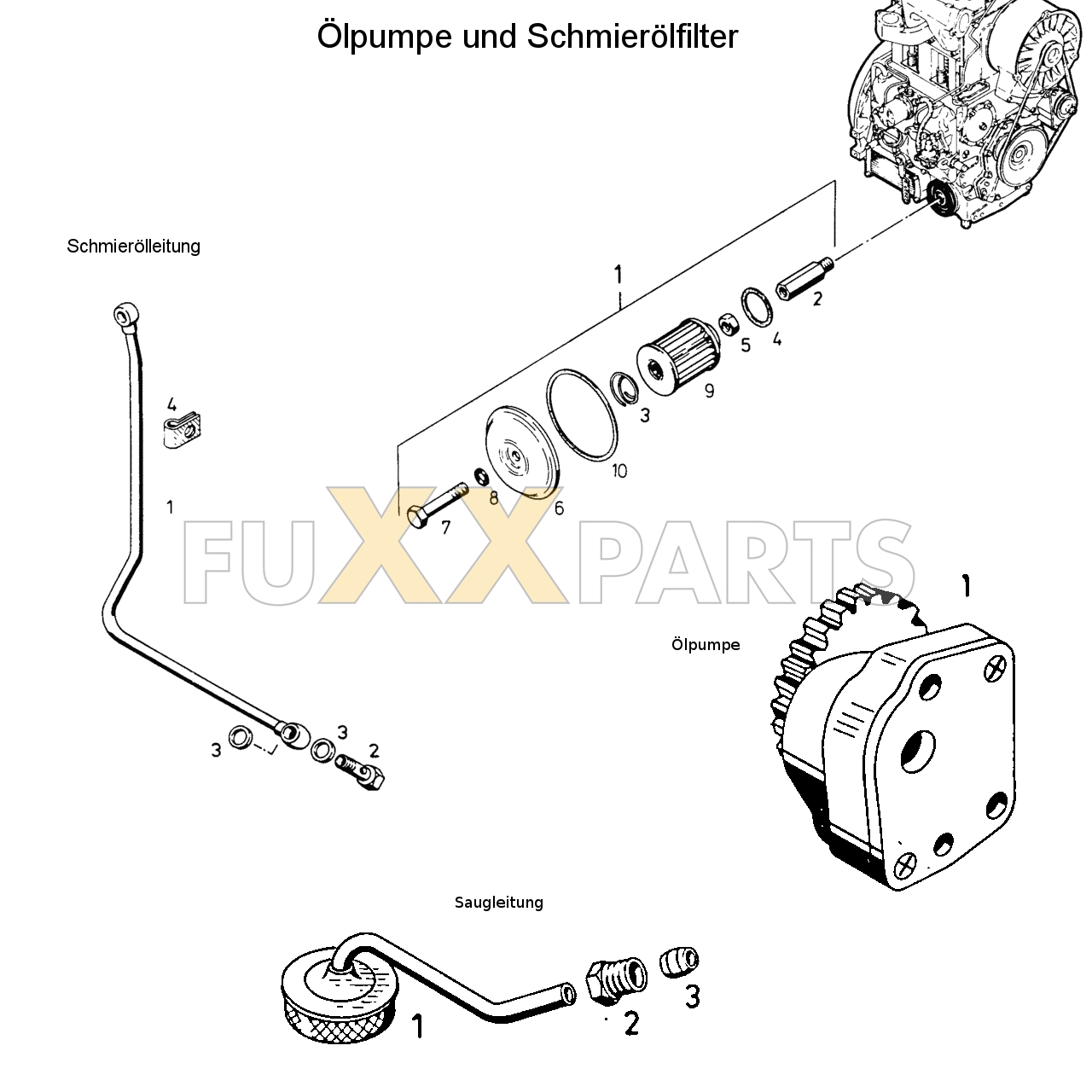 D 3607 Ölpumpe und Schmierölfilter