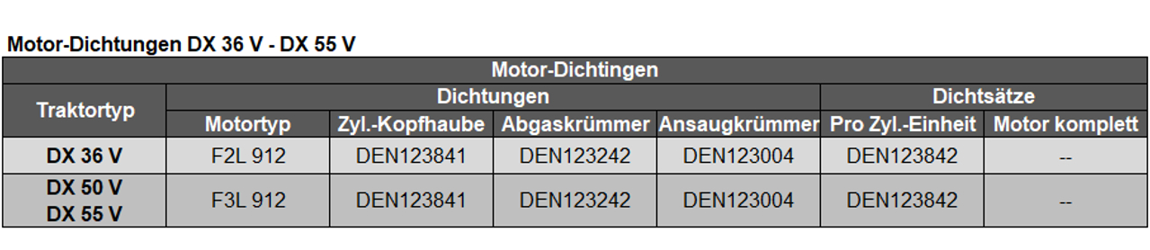 Dichtungen DX 36 V - DX 55 V