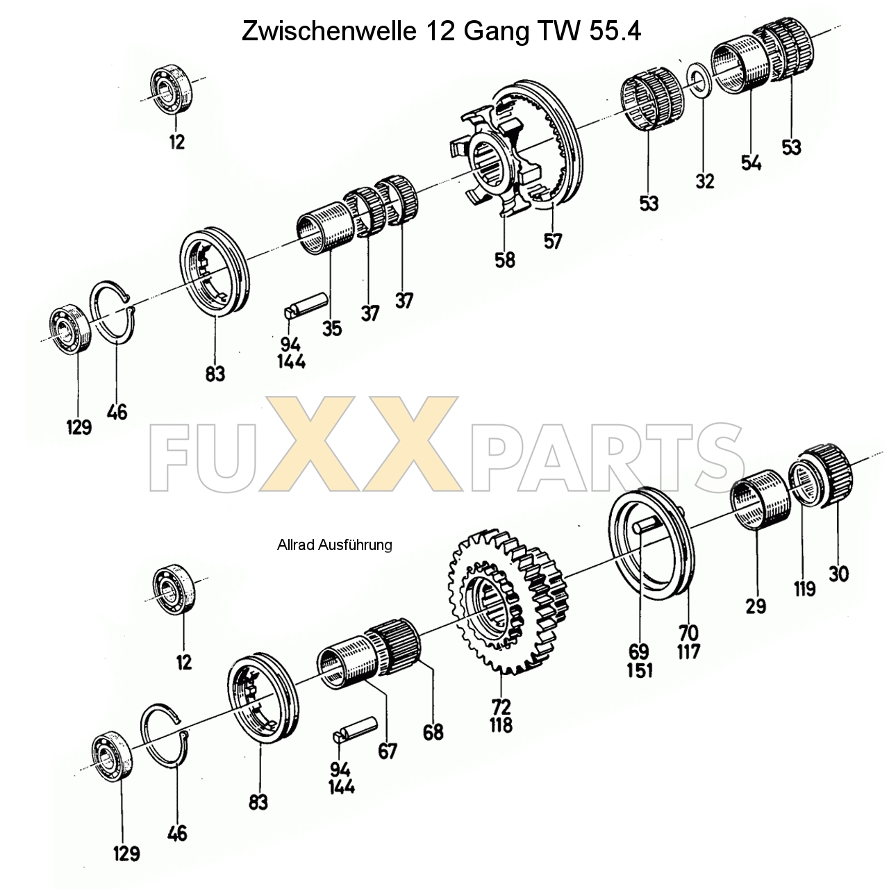 D 7206 Zwischenwelle 12 Gang TW 55.4