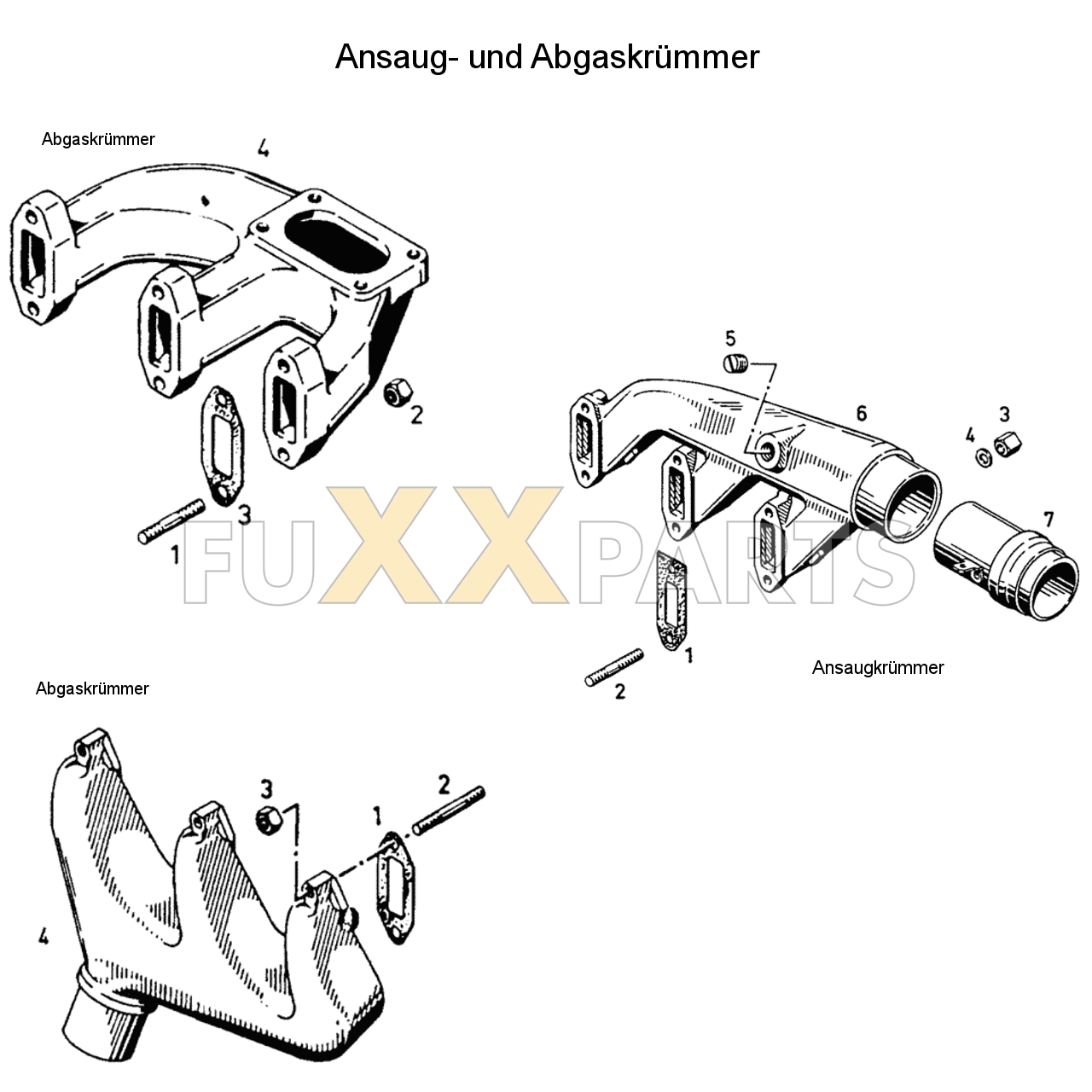 D 4007 Ansaug und Abgaskrümmer