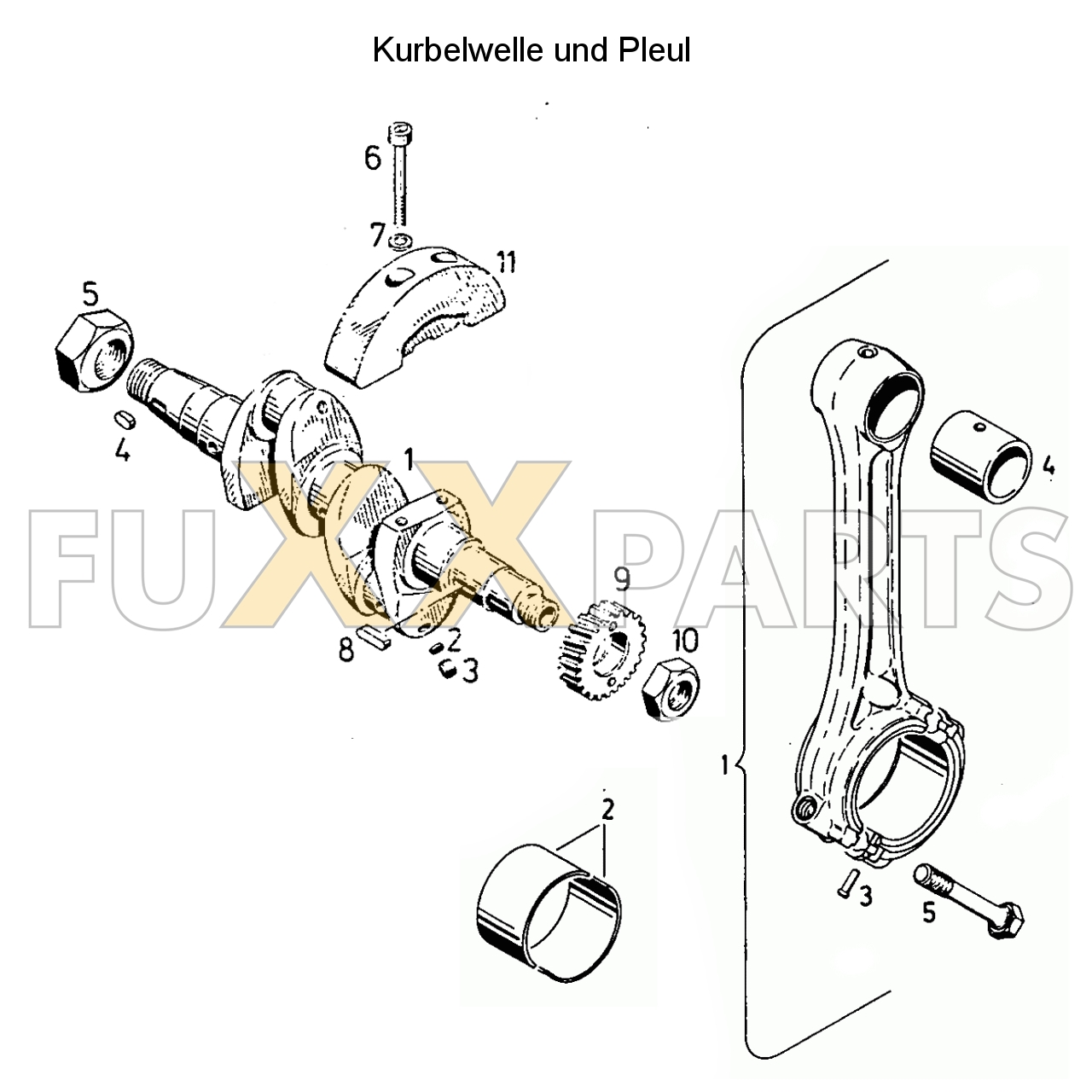 D 3006 Kurbelwelle und Pleul