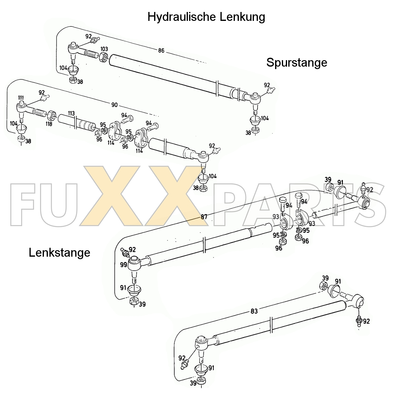 D 3006 Hydraulische Lenkung Lenk und Spurstange