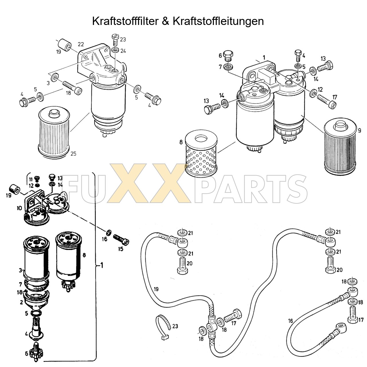 DX 120-78XX Kraftstofffilter Leitungen 1