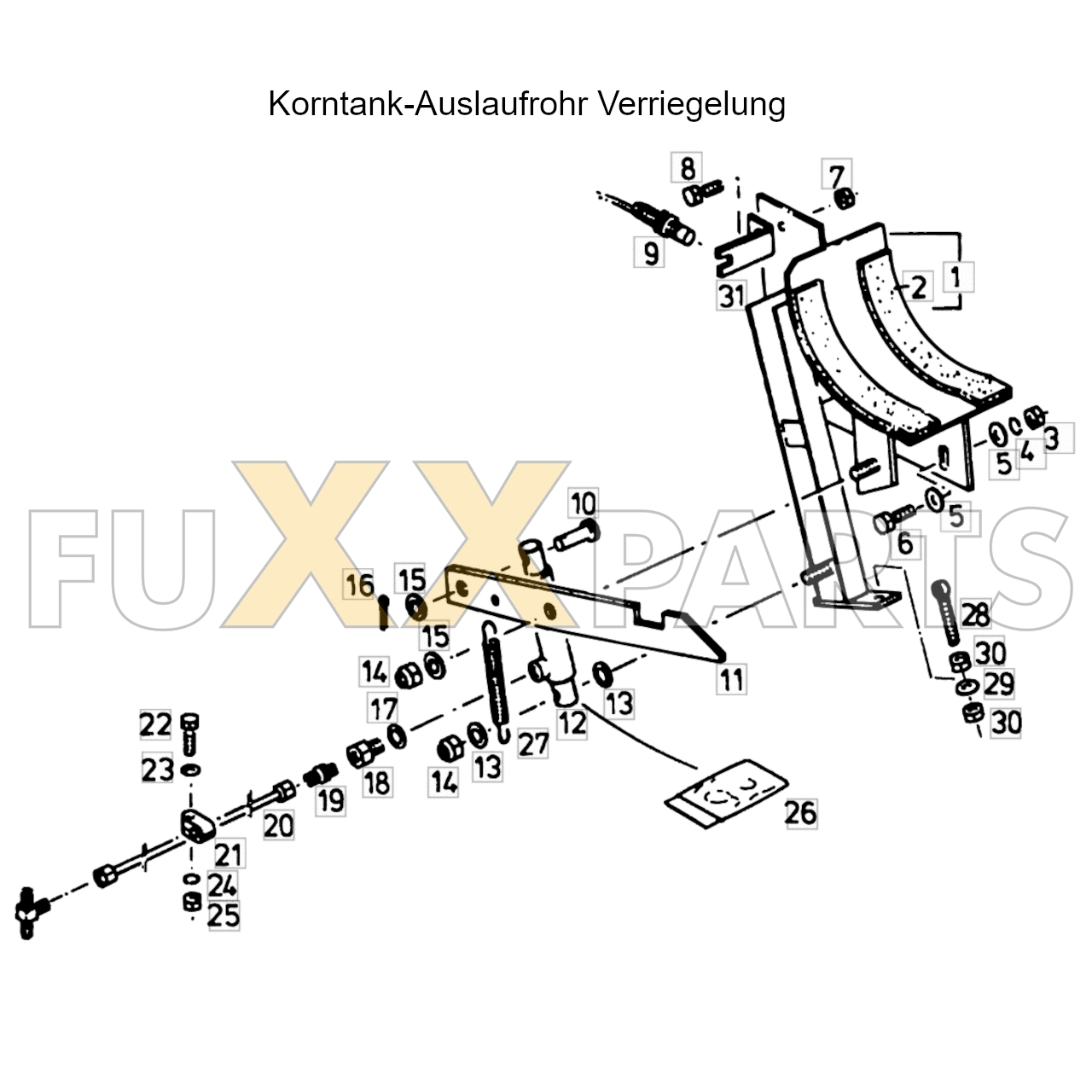 4080 Korntank Auslaufrohr Verriegelung