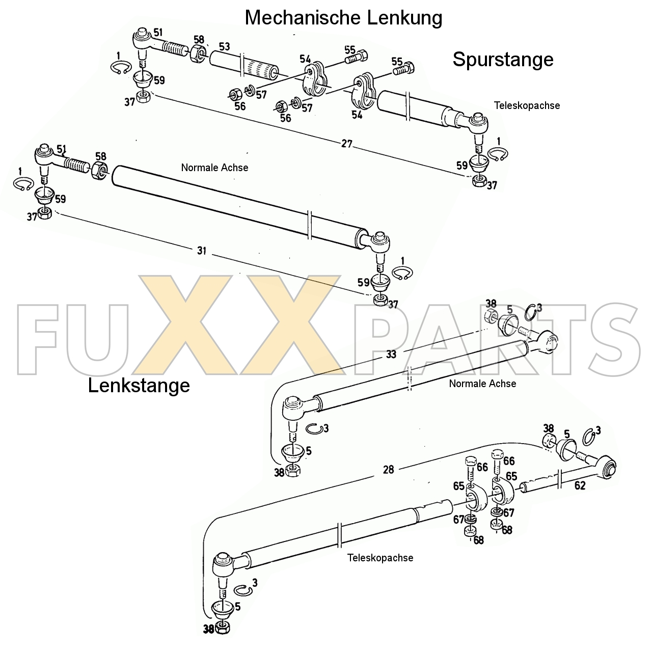 D 4006 Mechanische Lenkung Lenk und Spurstange