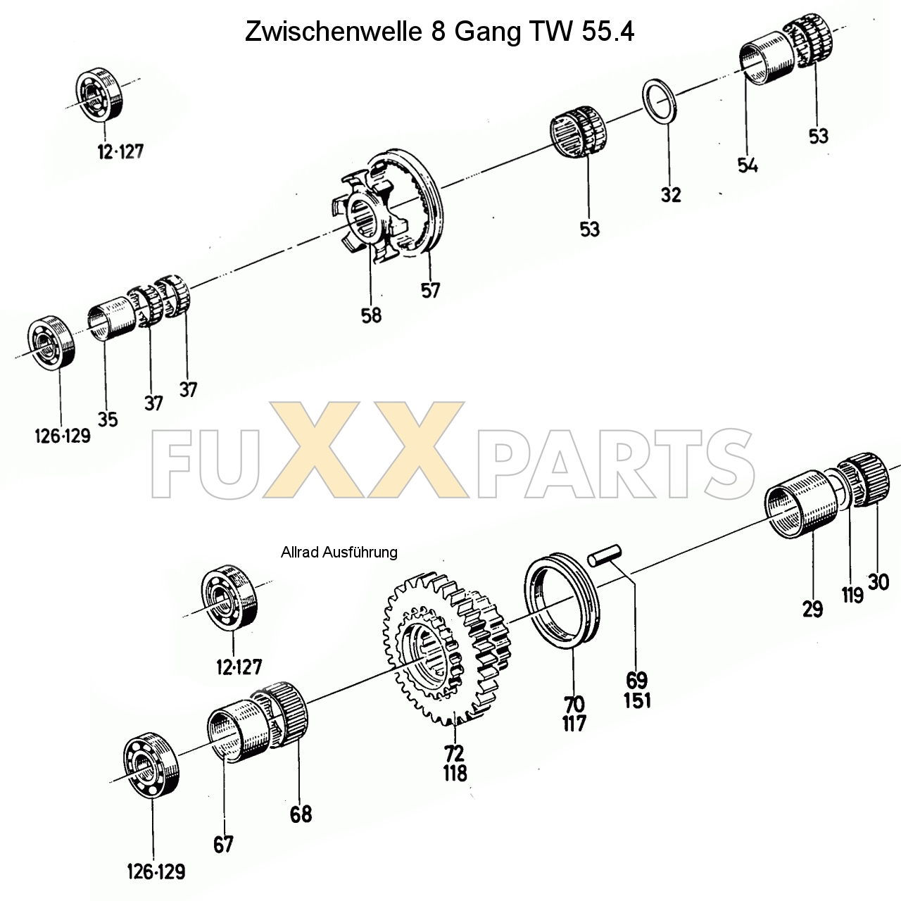 D 6806 Zwischenwelle 8 Gang TW 55.4