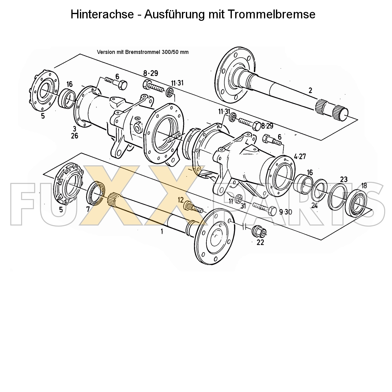 D 3006 Hinterachse Bremstrommel 300 50