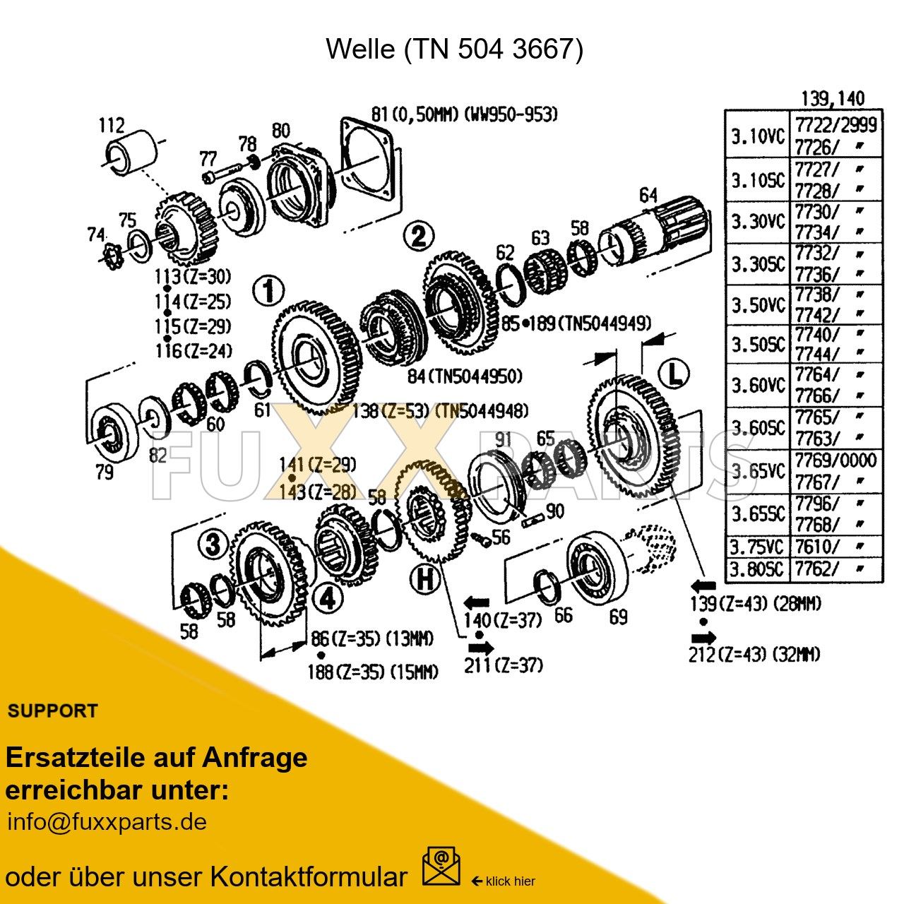 DX 3.50SC Getriebe Dual-Split 4