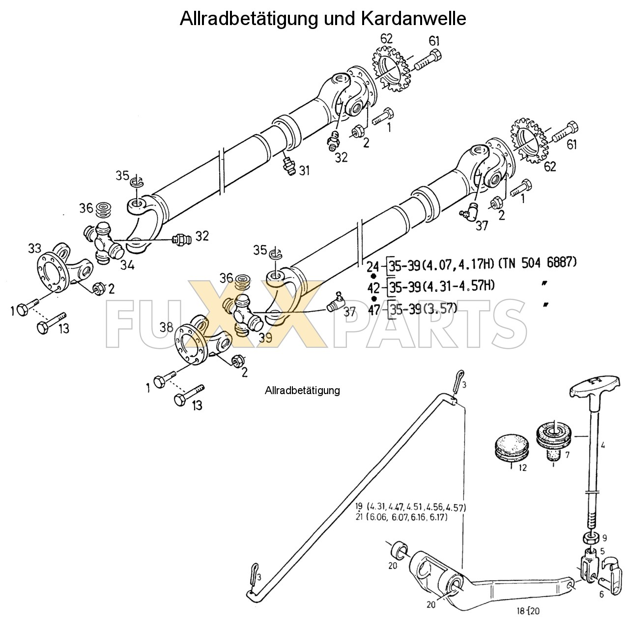AgroPrima 4.31 Allradbetätigung und Kardanwelle