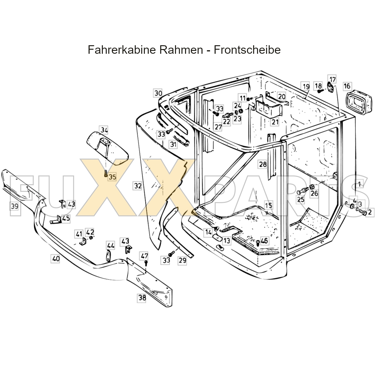 4080 Fahrerkabine Rahmen - Frontscheibe