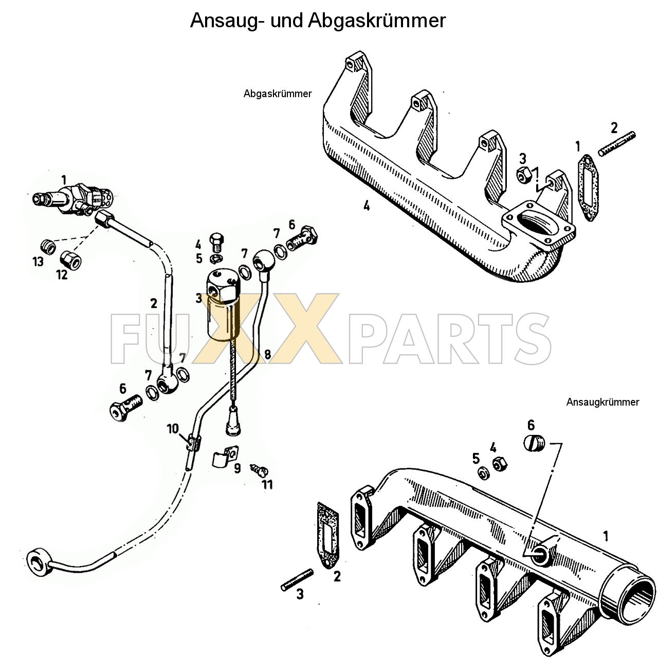 D 6206 Ansaug und Abgaskrümmer