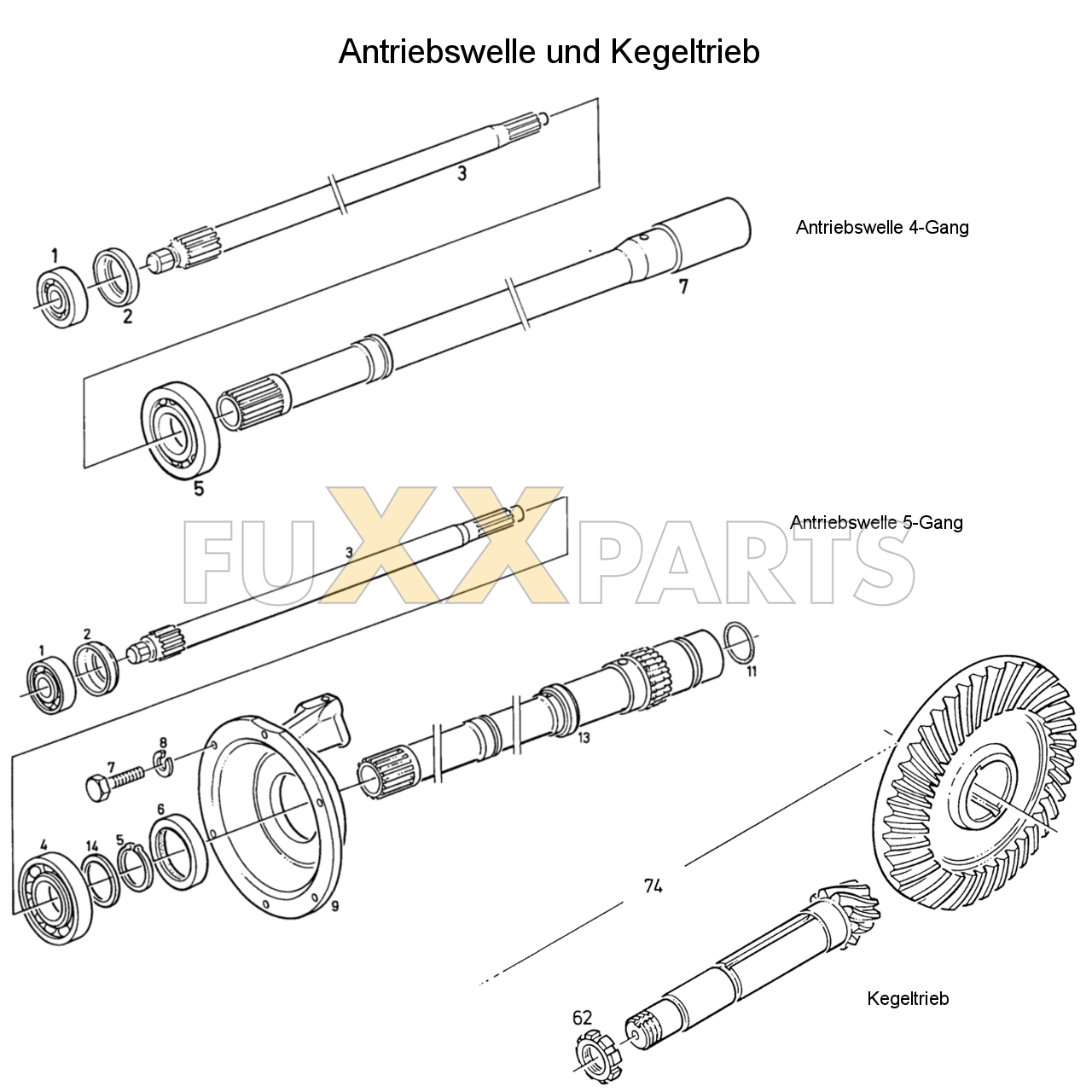 D 6507 C Antriebswelle und Kegeltrieb