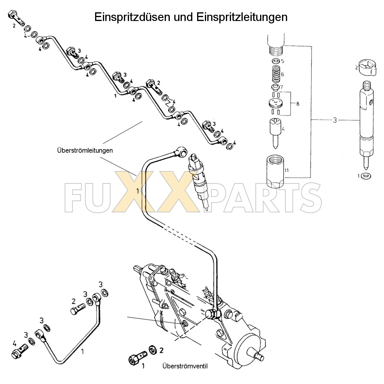 DX 85-76XX Einspritzdüsen und Einspritzleitungen