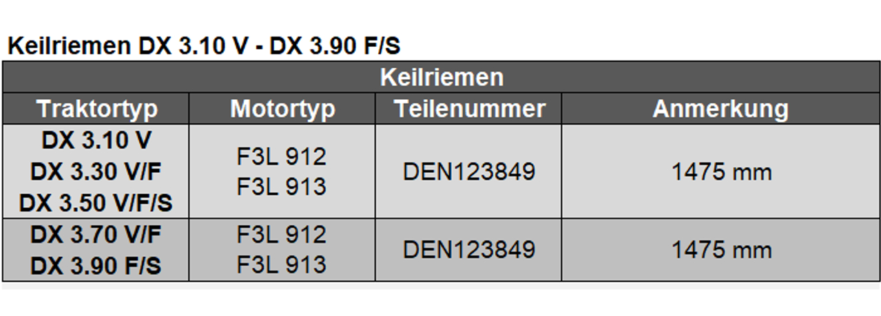 Keilriemen DX 3.10 V - DX 3.90 F,S