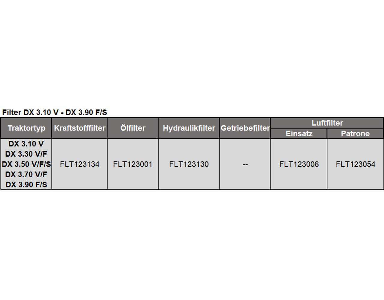 Filter DX 3.10 V - DX 3.90 FS