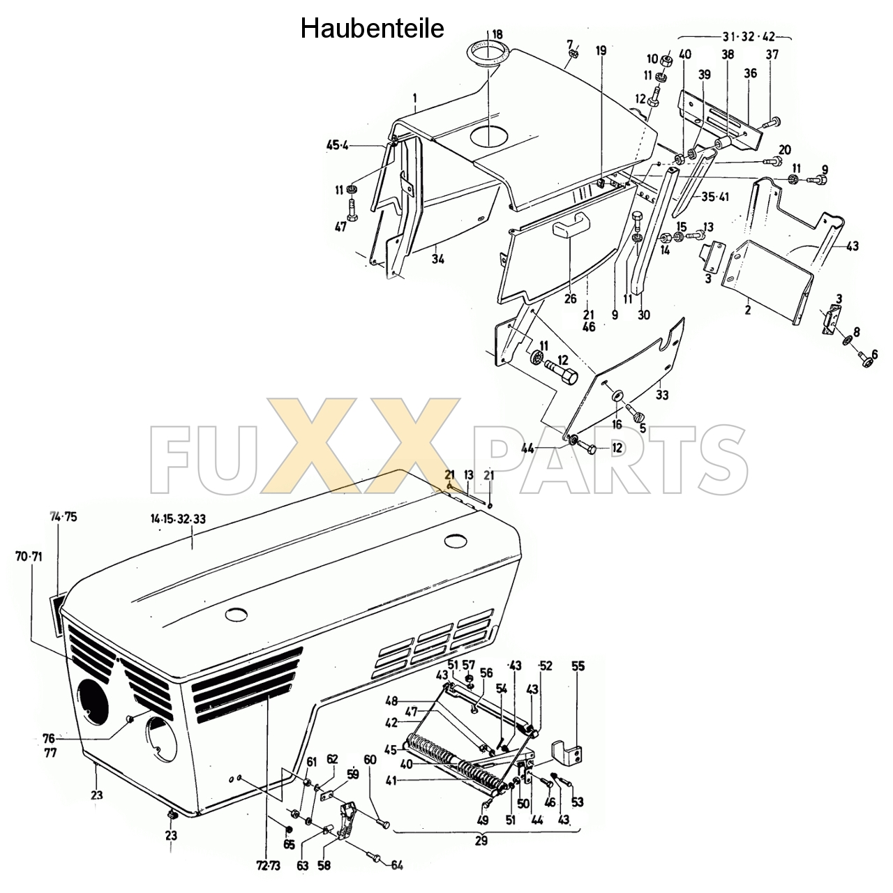 D 7206 Haubenteile