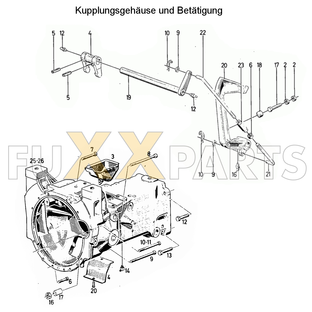 D 3006 Kupplungsgehäuse und Betätigung