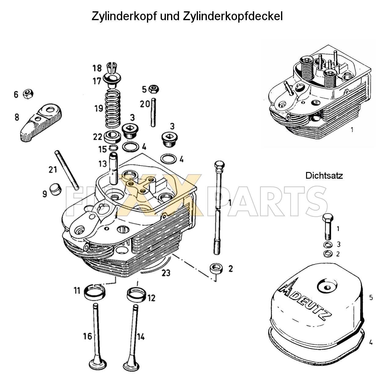 D 3607 Zylinderkopf und Zylinderkopfdeckel