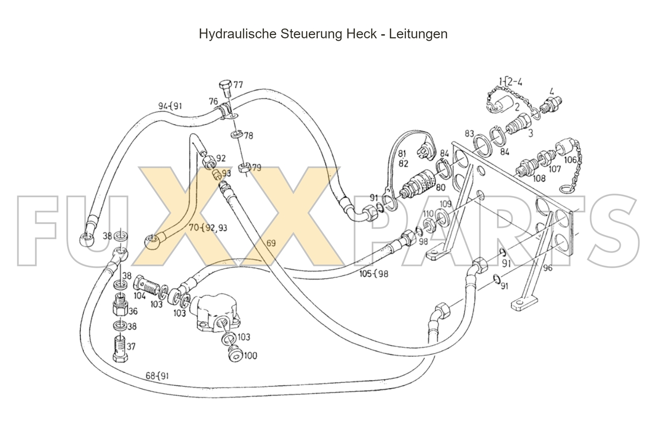 DX 3.10SC Hydraulische Steuerung Heck - Leitungen