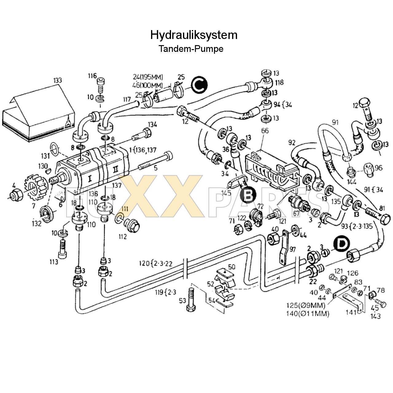 DX 3.30SC Hydrauliksystem Tandem