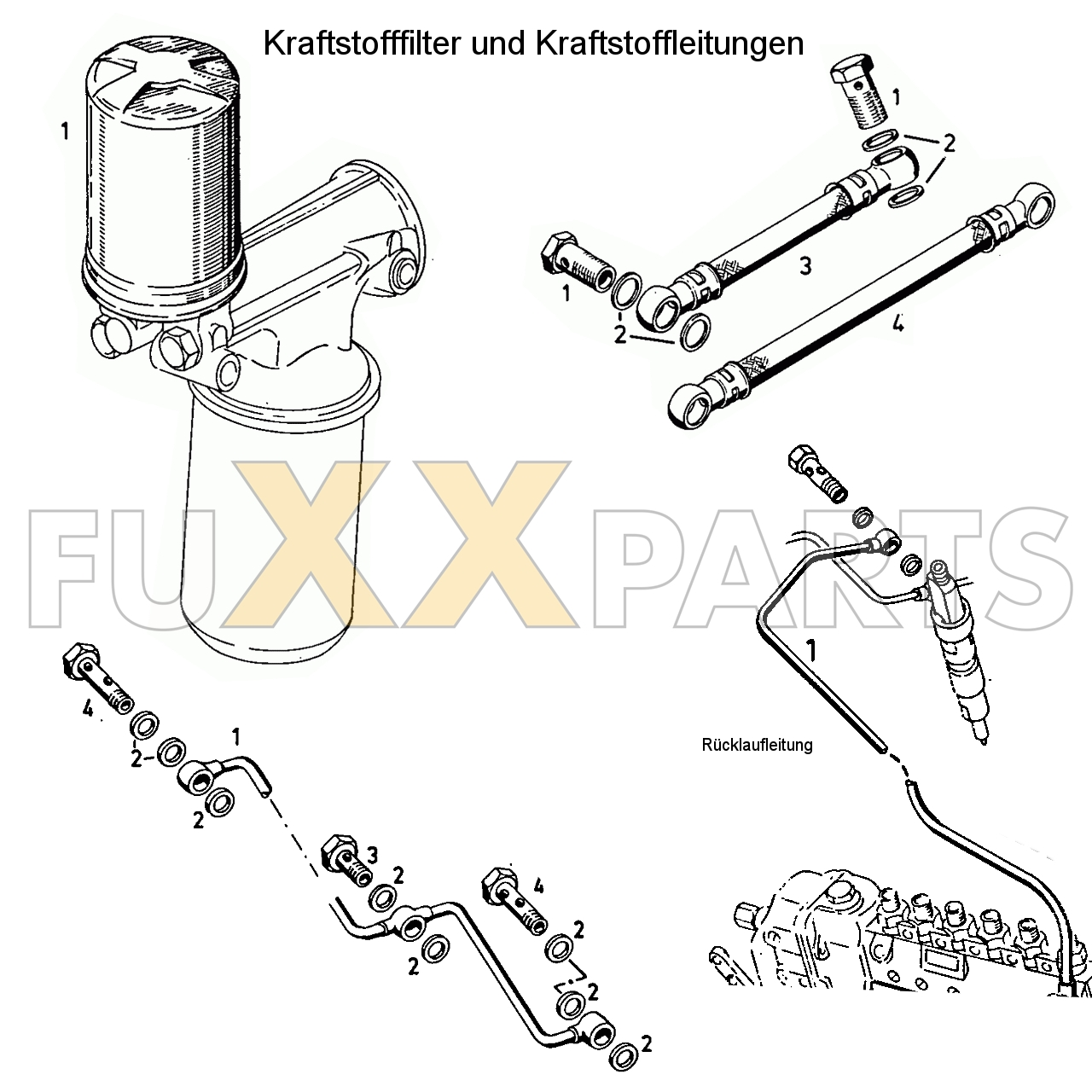 D 4006 Kraftstofffilter und Kraftstoffleitungen