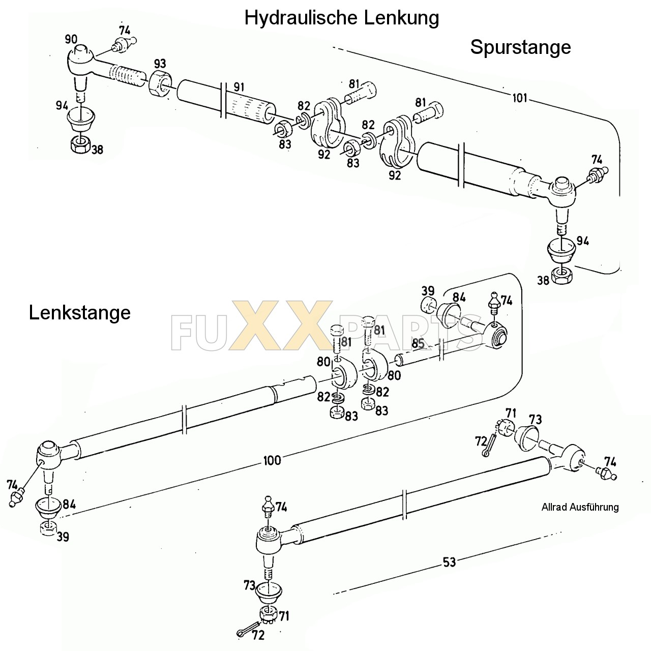 D 5206 Hydraulische Lenkung Lenk und Spurstangen