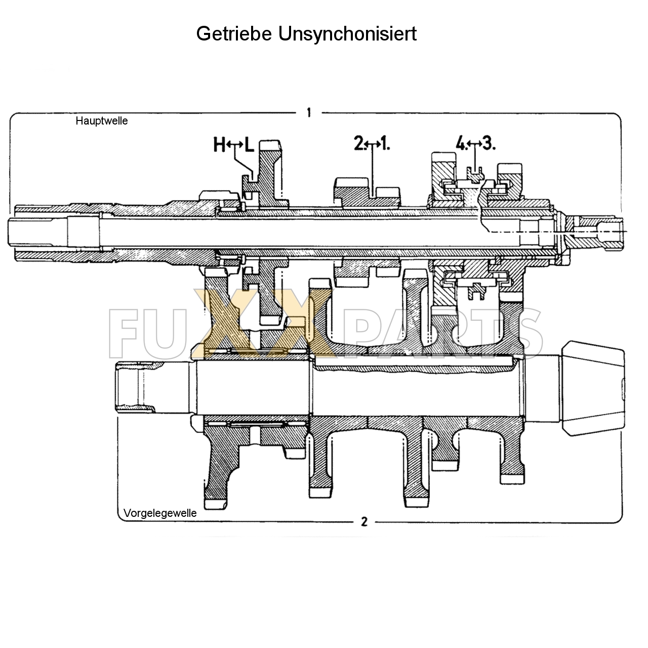D 4507 Getriebeschnittbild Unsynchron