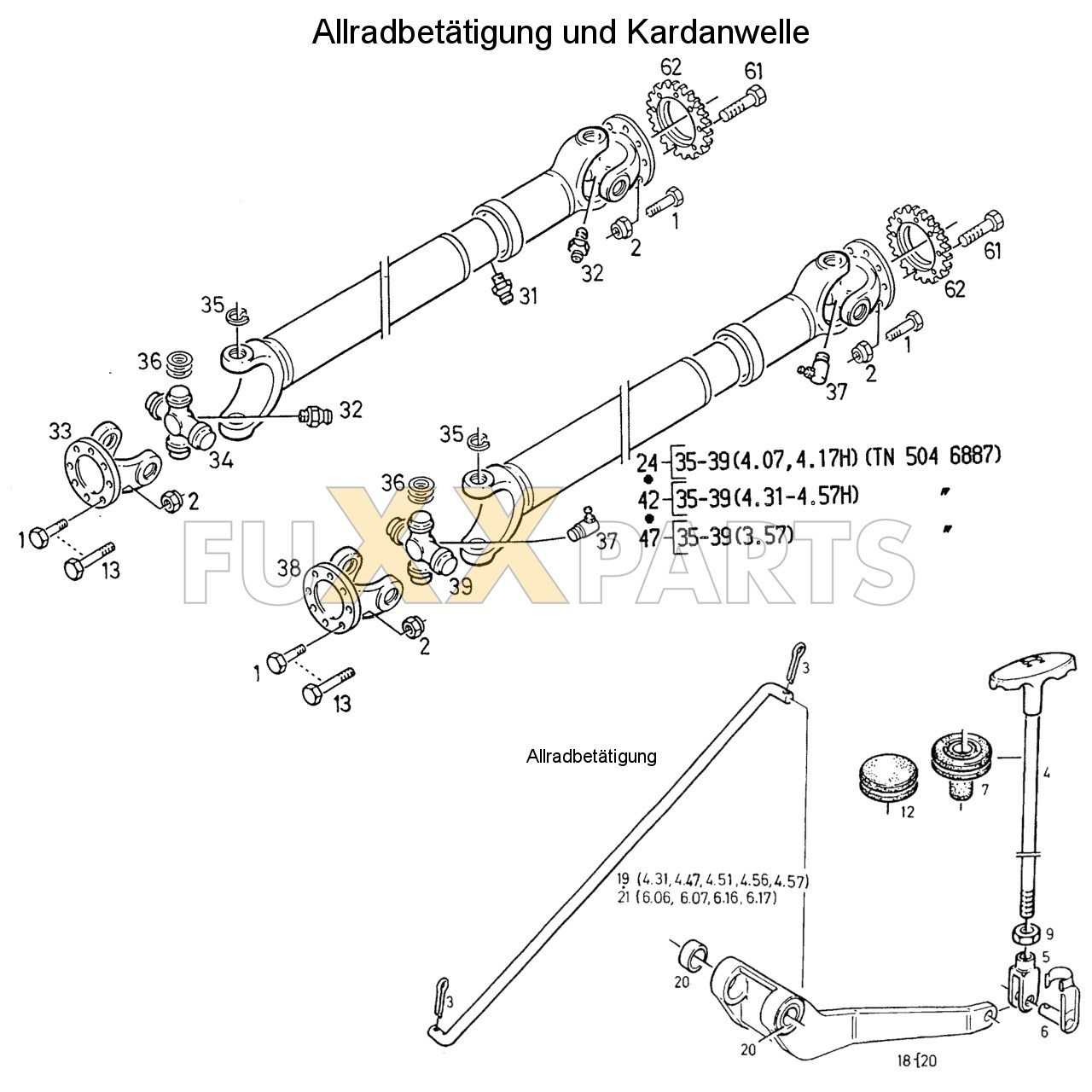 AgroXtra 4.57 Allradbetätigung und Kardanwelle