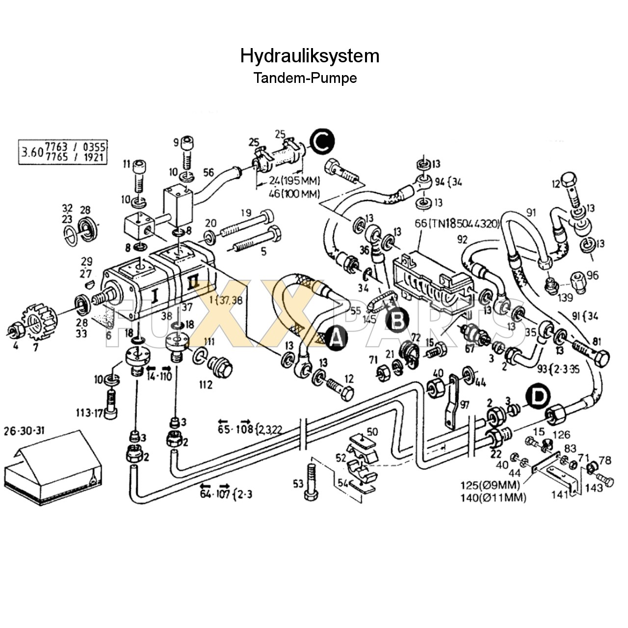 DX 3.60SC Hydrauliksystem Tandem