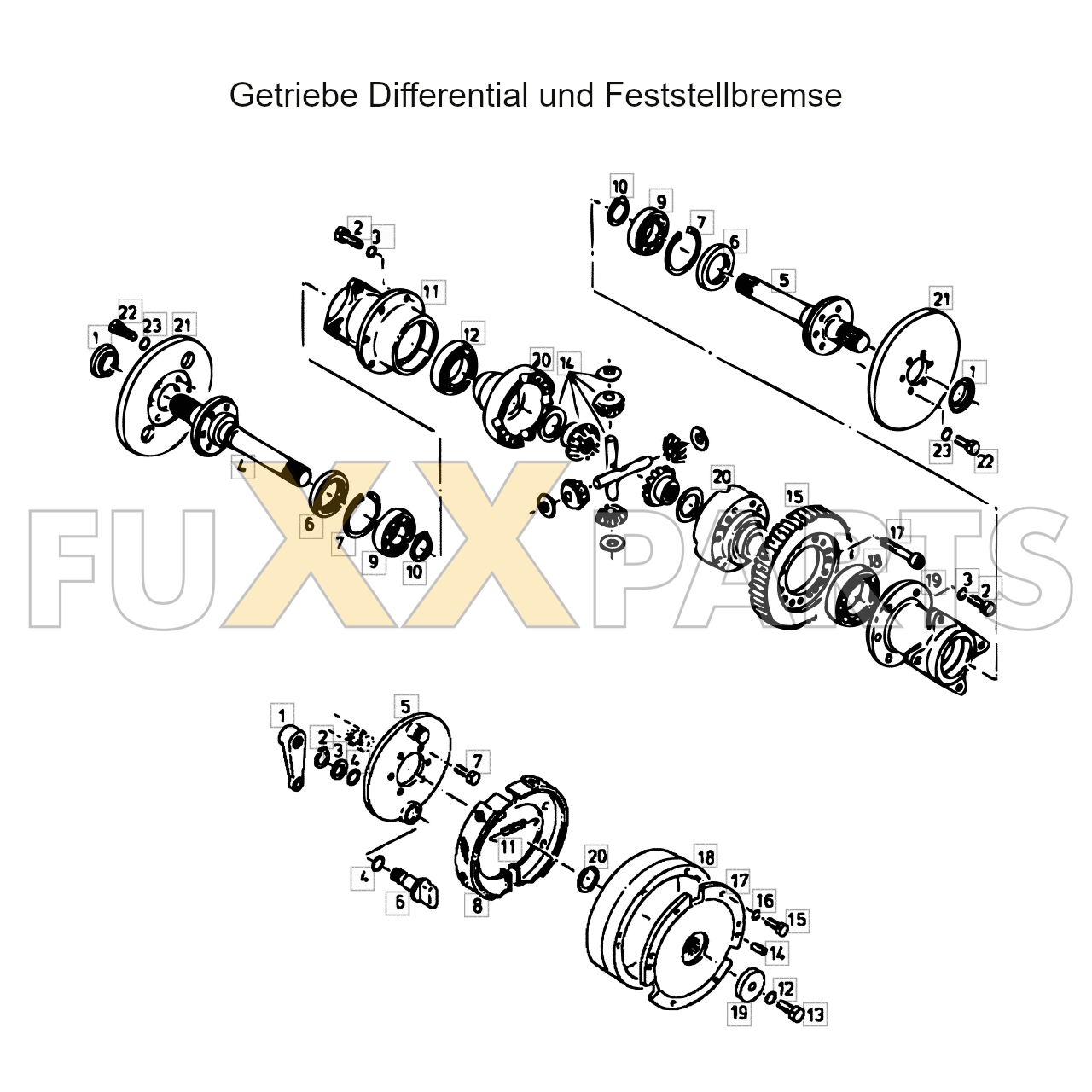 4080 Getriebe Differential und Feststellbremse