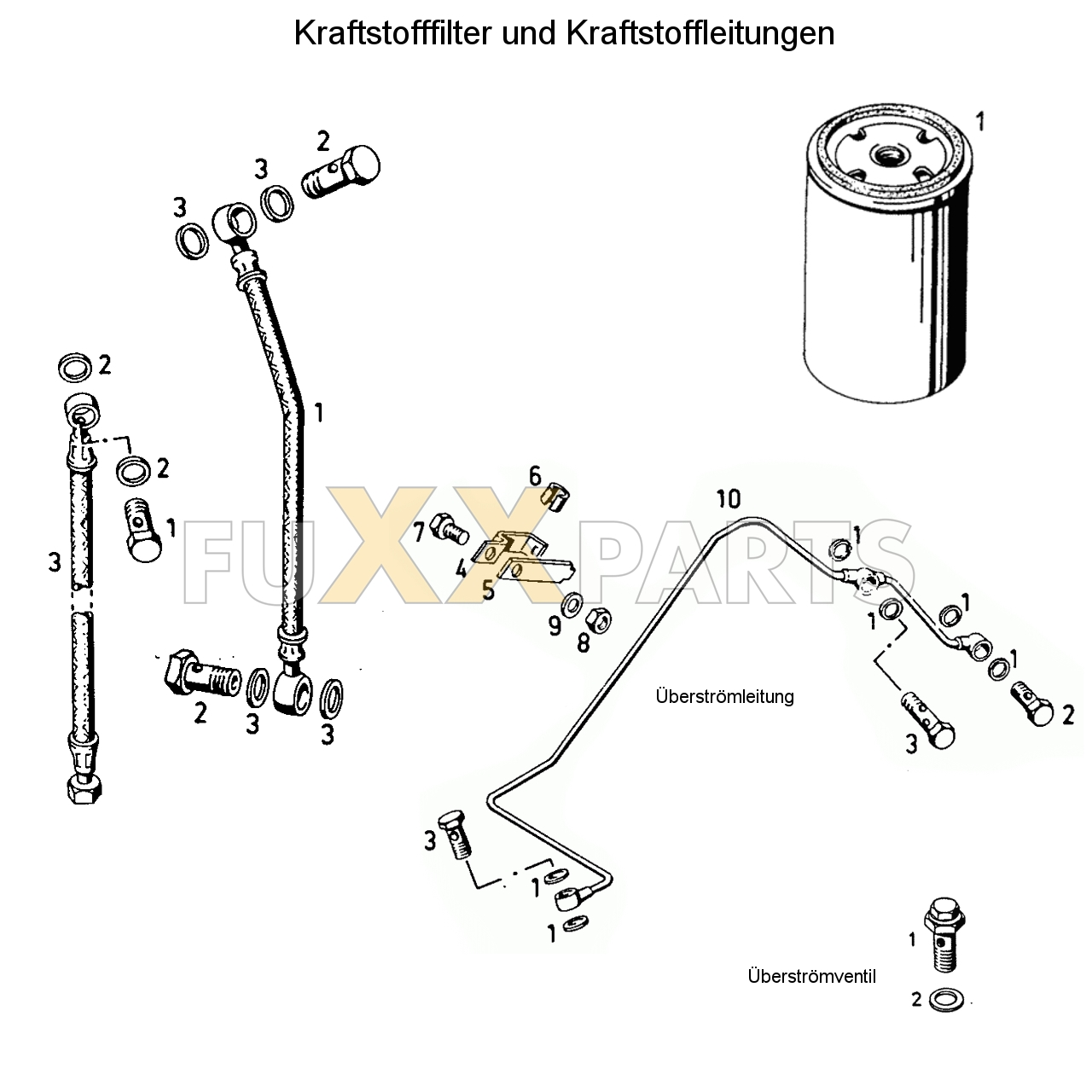 D 3607 Kraftstofffilter und Kraftstoffleitungen