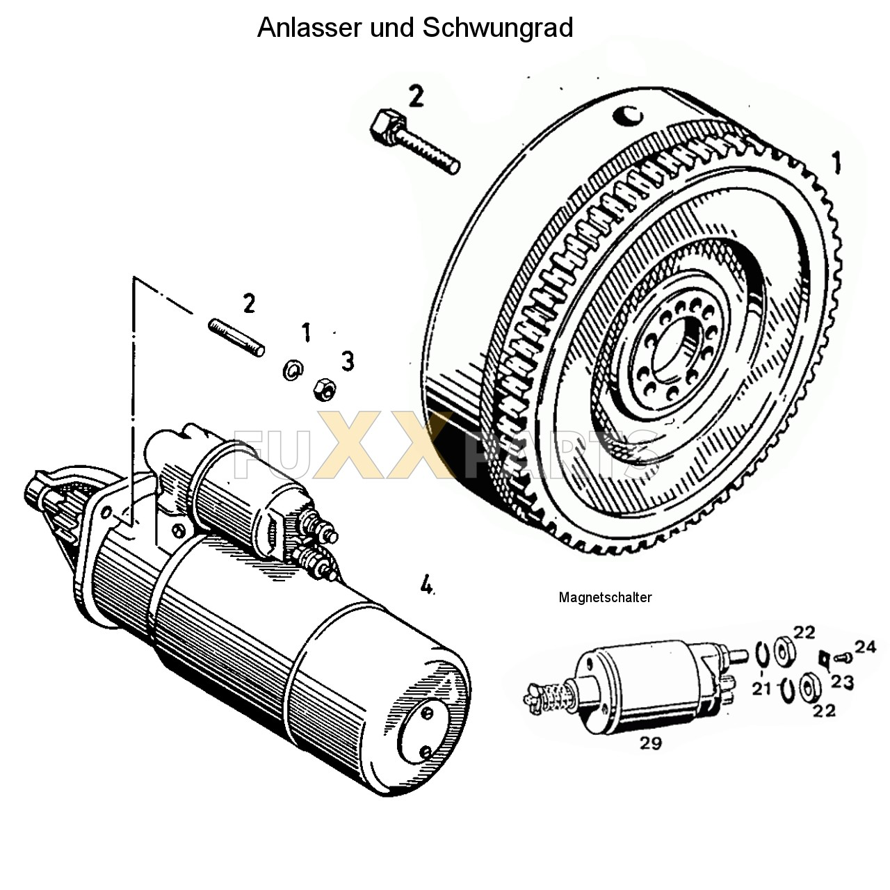 D 5206 Anlasser und Schwungrad