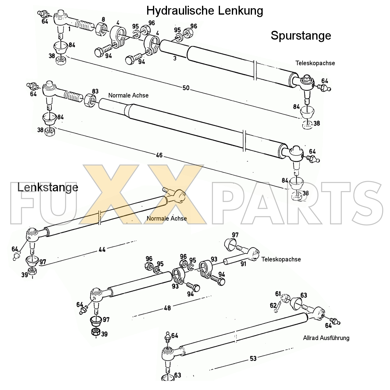 D 4006 Hydraulische Lenkung Lenk und Spurstangen