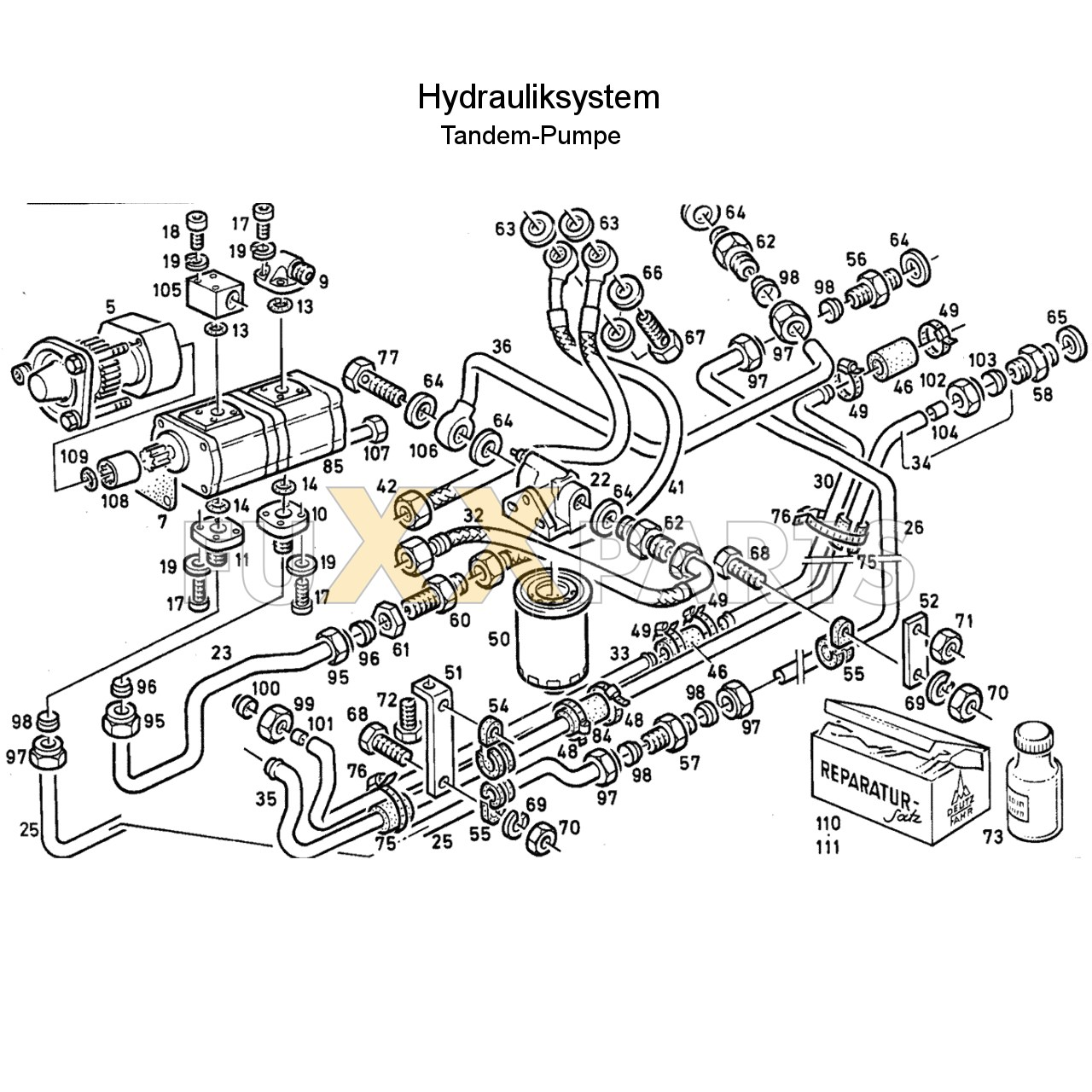 DX 140-76XX Hydrauliksystem Tandem