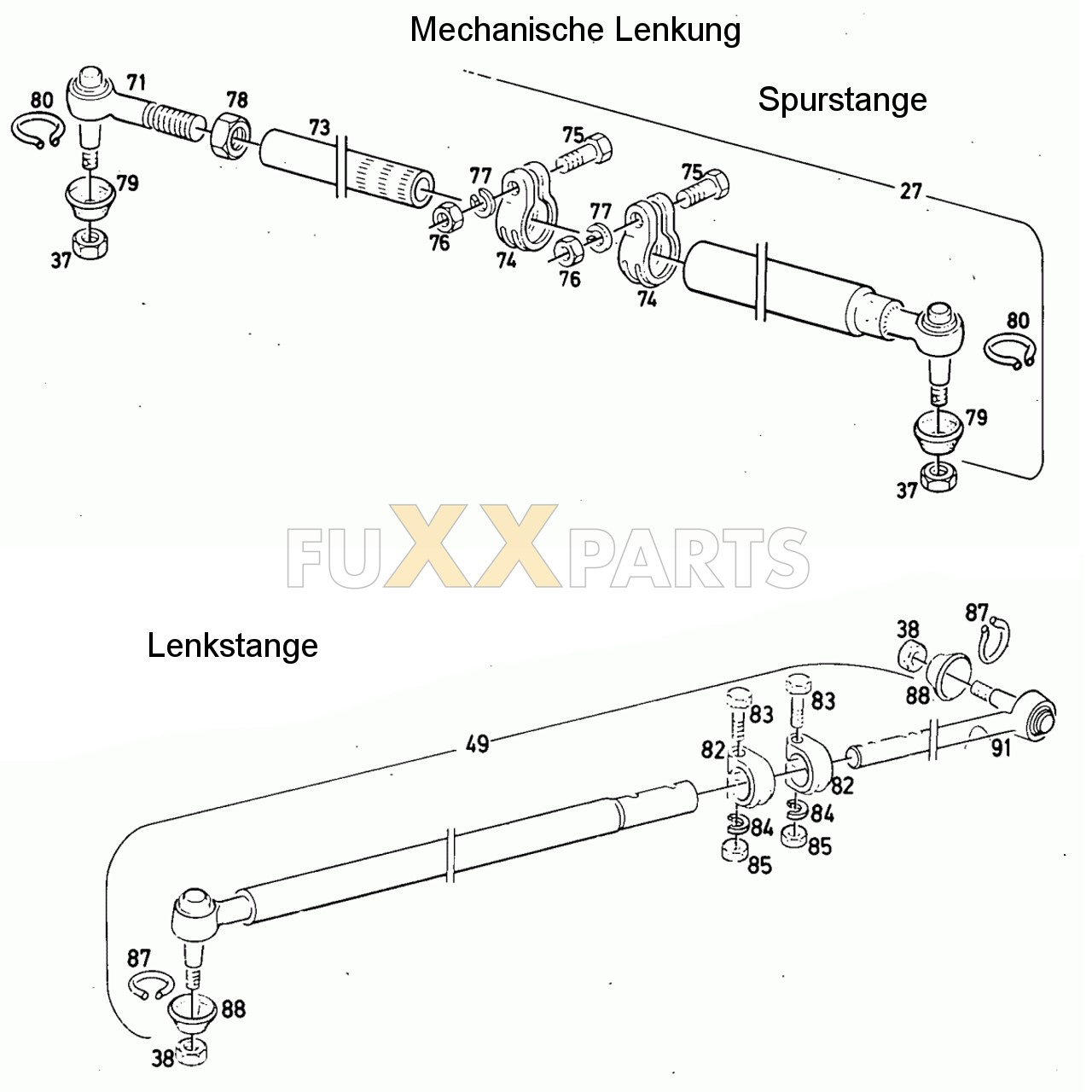 D 5206 Mechanische Lenkung Lenk und Spurstange