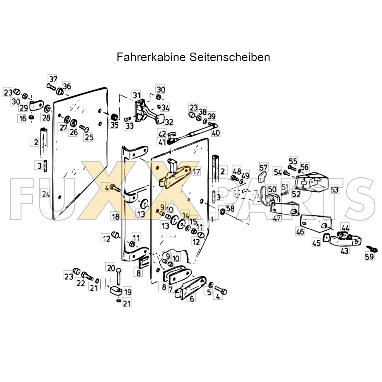 4080 Fahrerkabine Seitenscheiben
