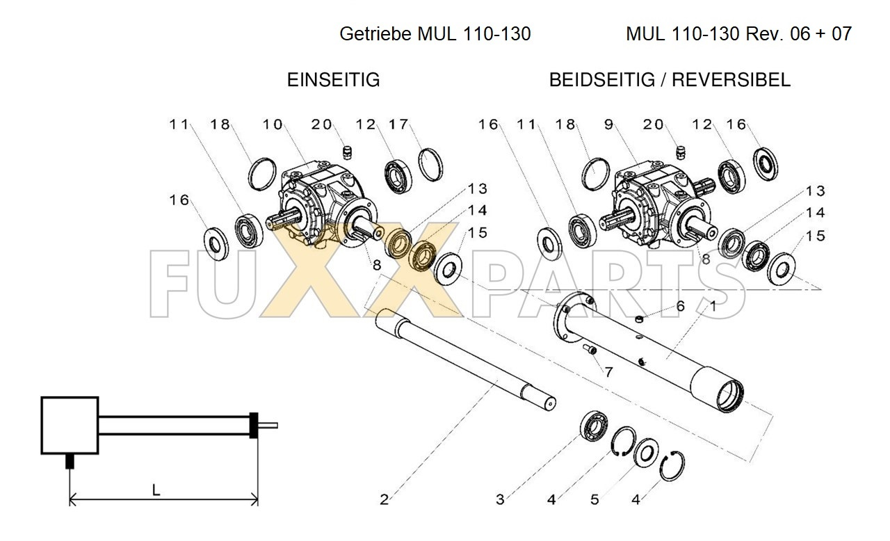 Tehnos MUL 110 bis 130 Getriebe