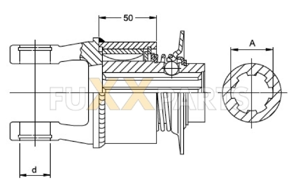 Walterscheid Freilaufkupplung W2500 F5/1R-L - 1 3/8